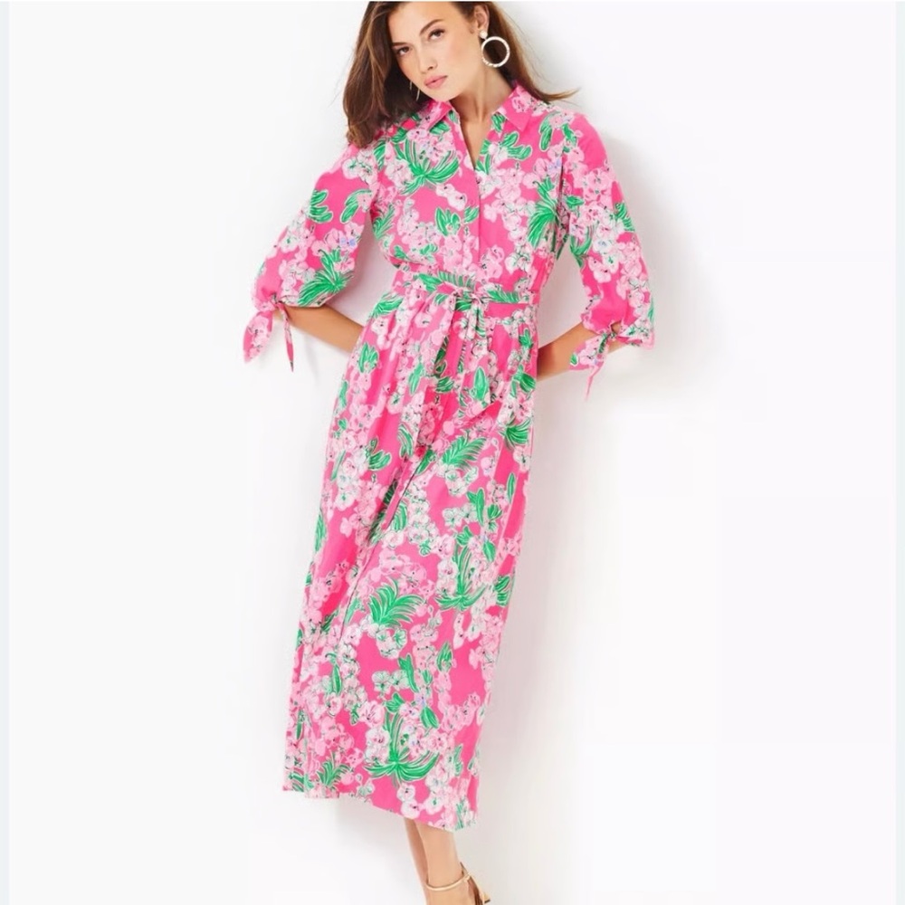 Lilly Pulitzer Pink Floral Midi Dress